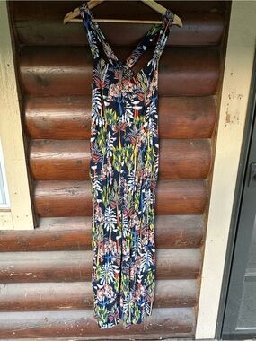 Anthropologie Lala Sleep Jumpsuit Navy Tropical Floral